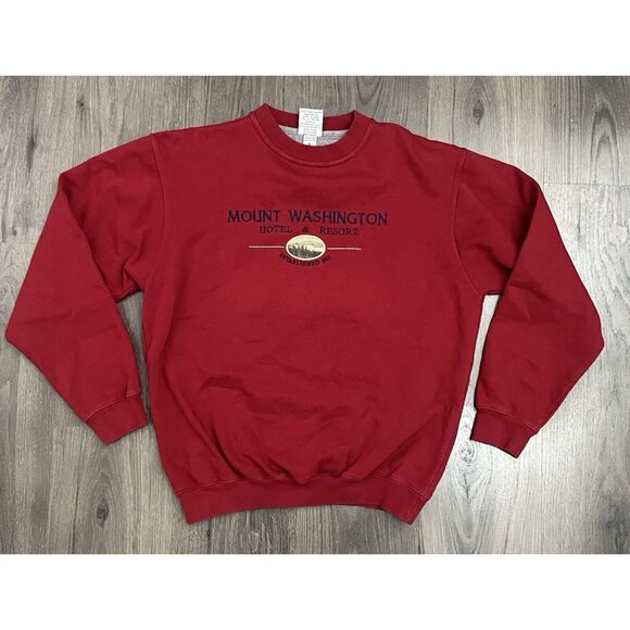 Vintage Mt Washington Hotel Resort Sweatshirt Red Small 90s Embroidered NH - Picture 1 of 7